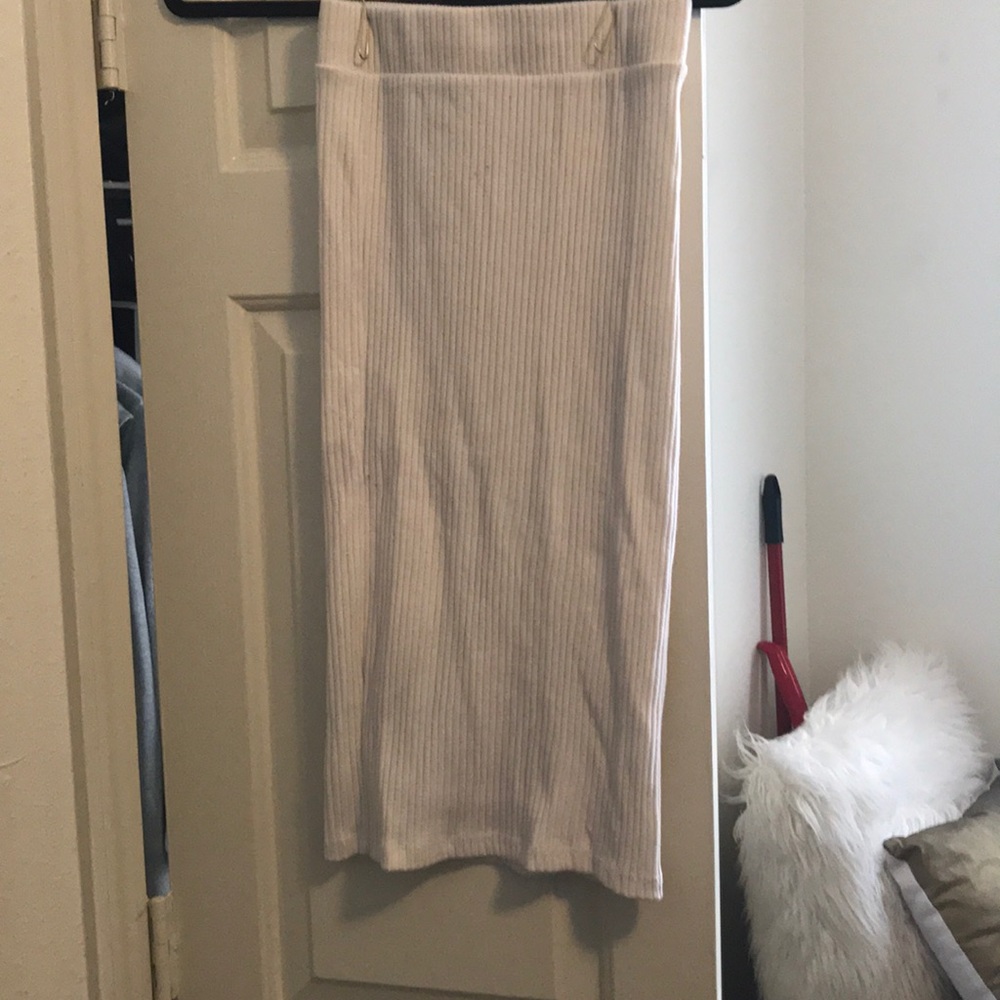 Go Jane Cream Midi Ribbed Skirt. Size S